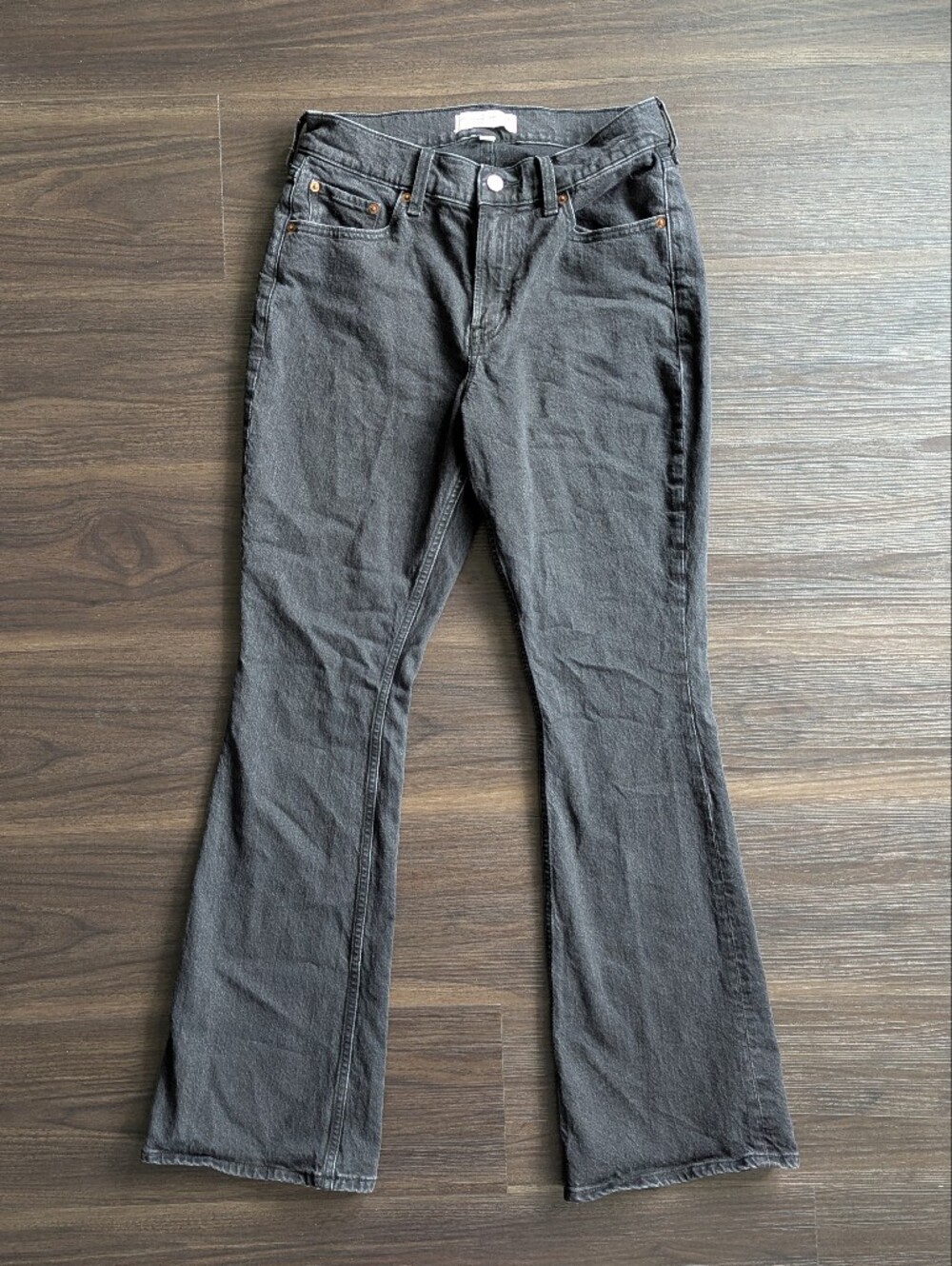 Abercrombie The Bootcut Mid Rise 28 Short Faded Black Western Boho Grunge Goth